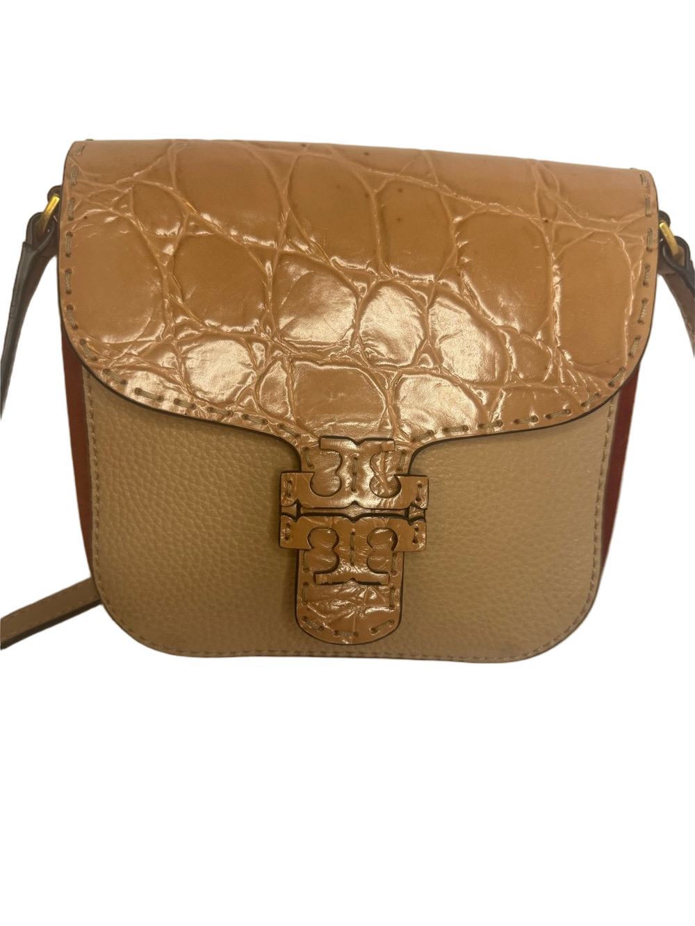#311 Tory Burch McGraw Embossed Leather & Suede Crossbody Bag